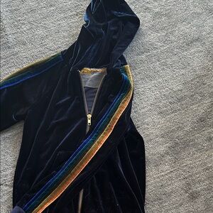Aviator Nation Navy Velvet Jacket with Rainbow Stripes